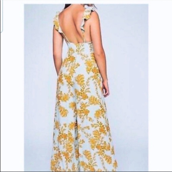 Free People Be The One Jumpsuit yellow combo size 4  NWT - Picture 3 of 4